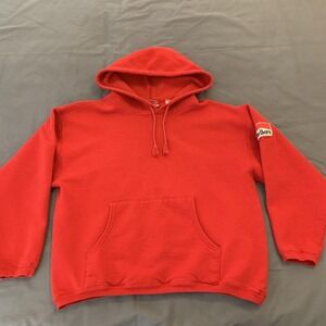 Vintage Marlboro Country Store Hoodie Mens Medium Red Fleece Sleeve Patch 90s